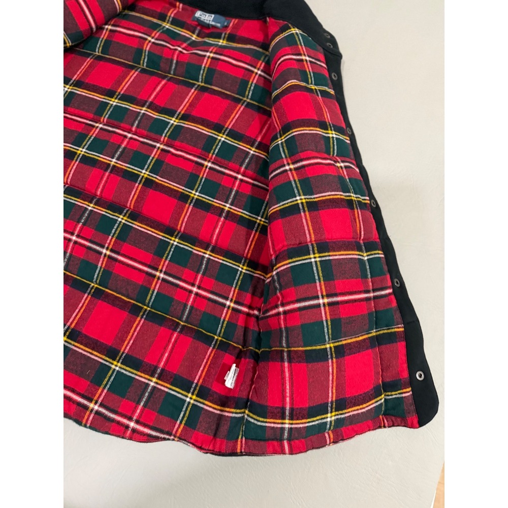 Polo Ralph Lauren Puffer Vest Mens L Black  Plaid Lined Fleece - Picture 8 of 12